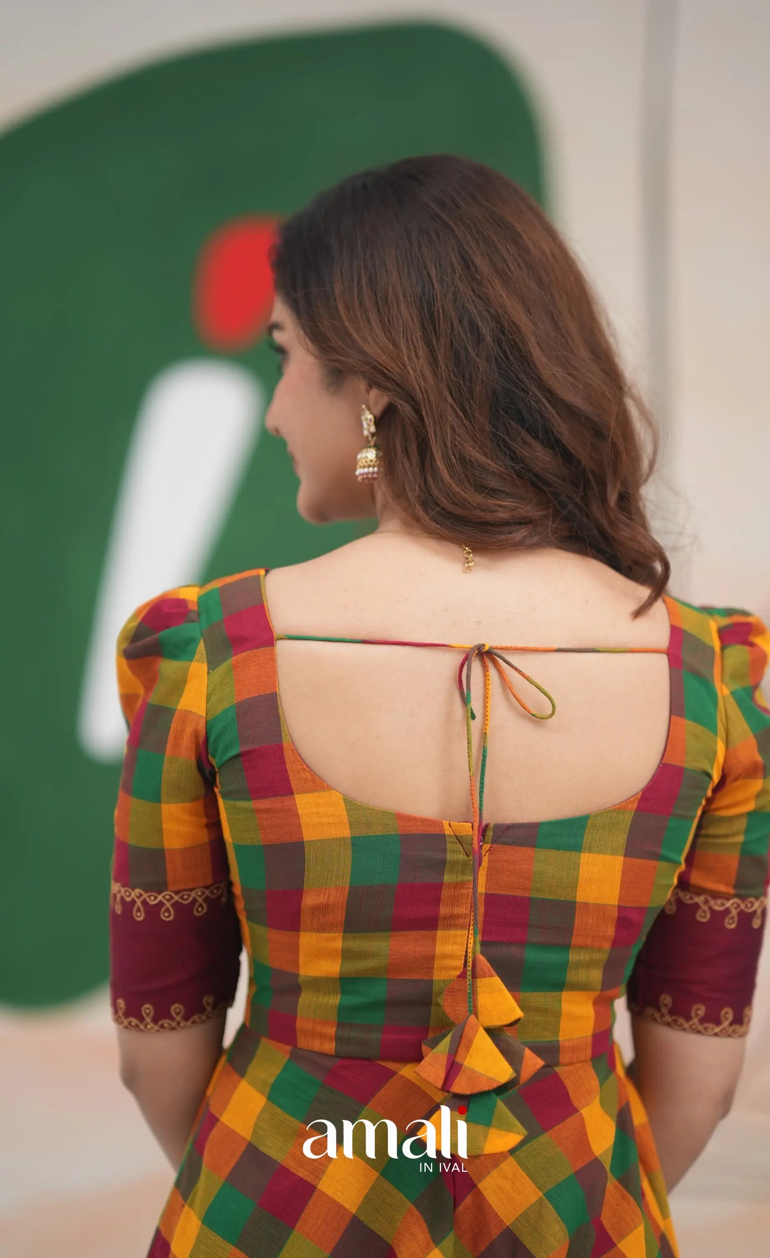 Red and Bottle Green Kandangi Checks Cotton Anarkali Anarkalis