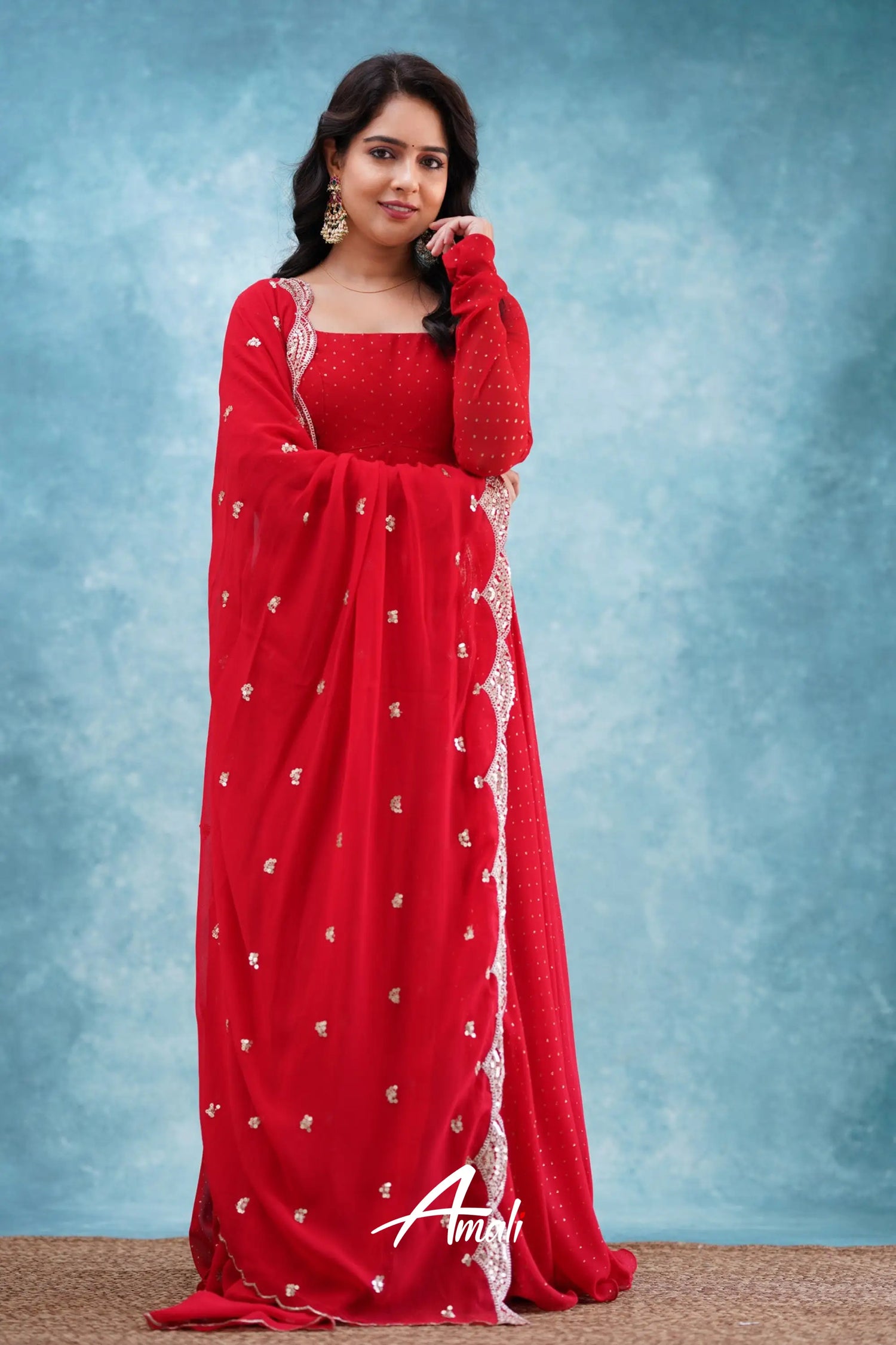 Red Georgette Anarkali Anarkalis