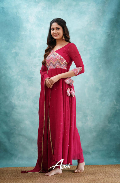 Red Georgette Anarkali Anarkalis