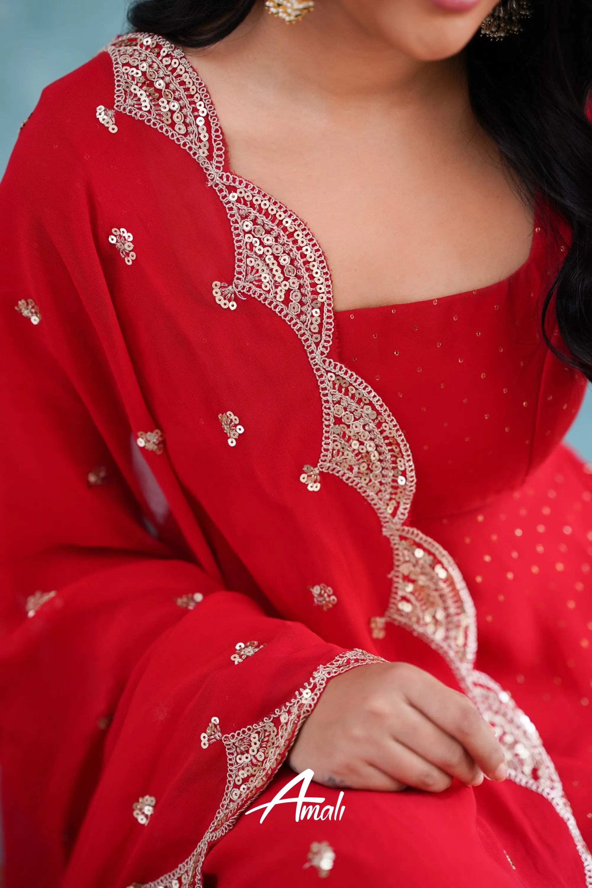 Red Georgette Anarkali Anarkalis