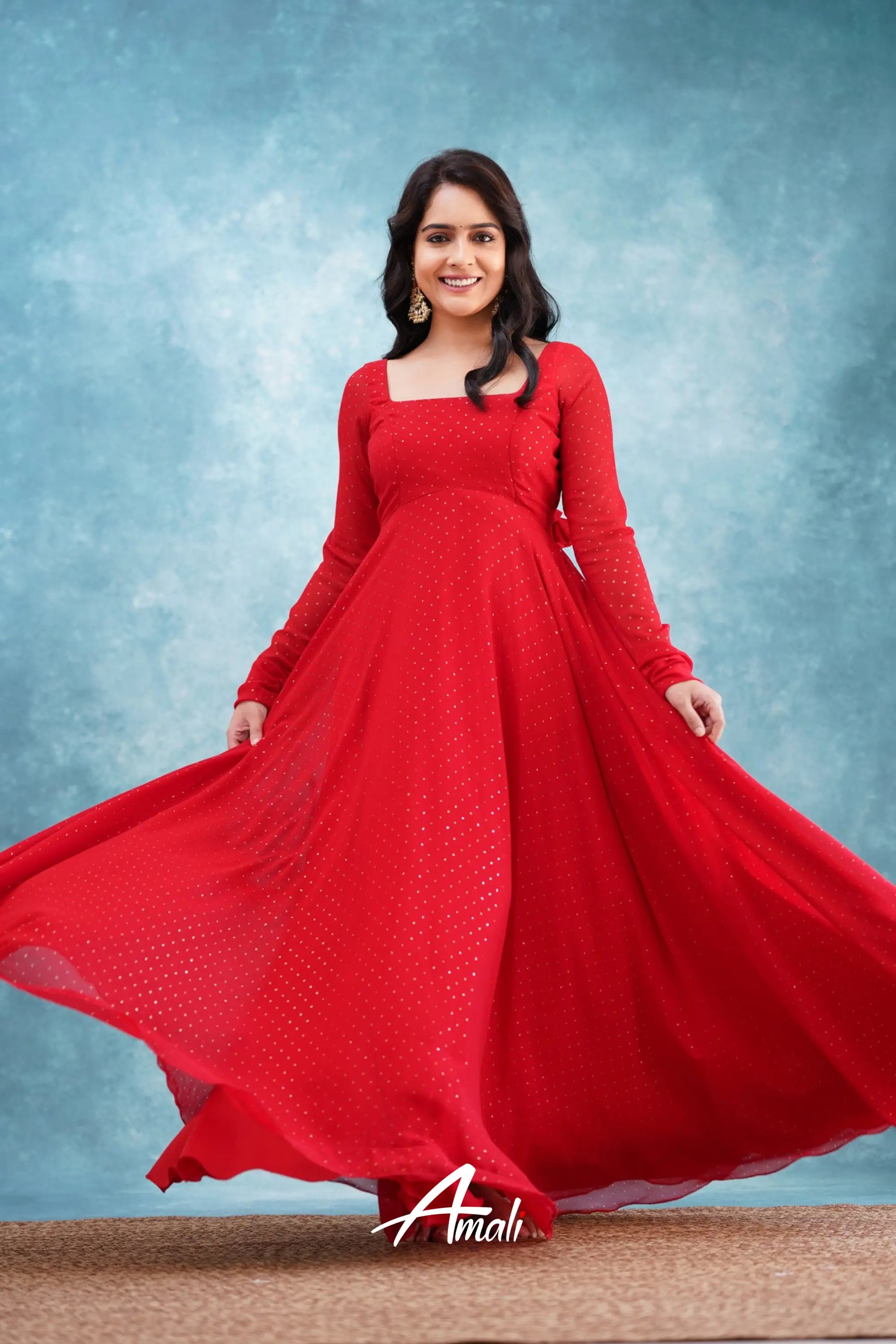 Red Georgette Anarkali Anarkalis