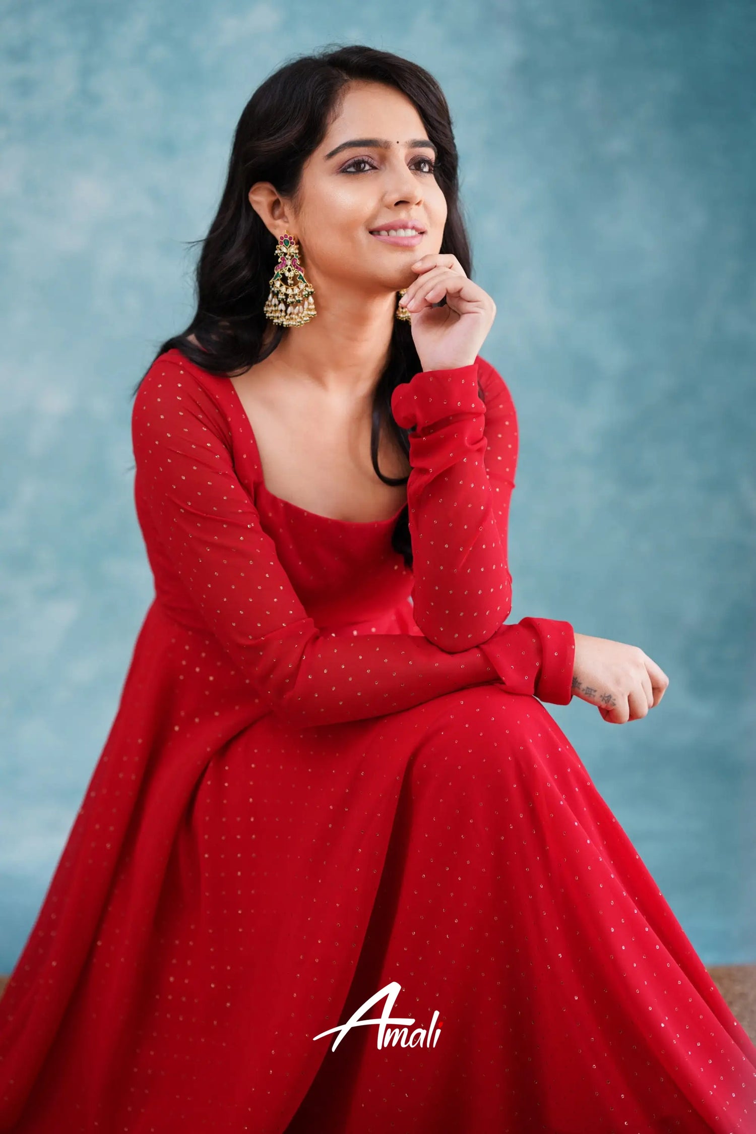 Red Georgette Anarkali Anarkalis