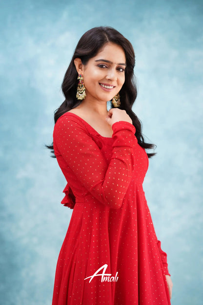 Red Georgette Anarkali Anarkalis