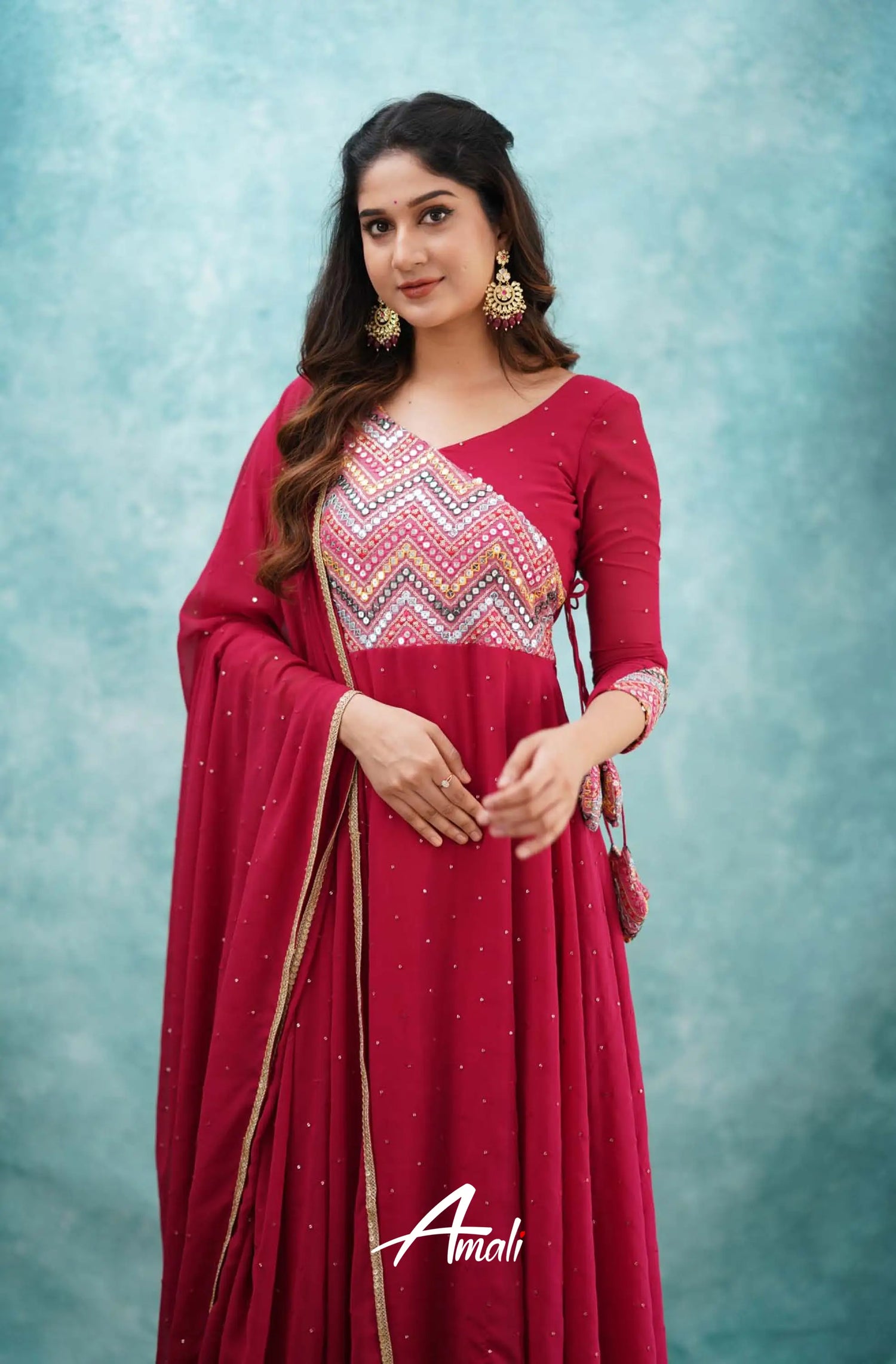 Red Georgette Anarkali Anarkalis