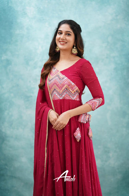 Red Georgette Anarkali Anarkalis