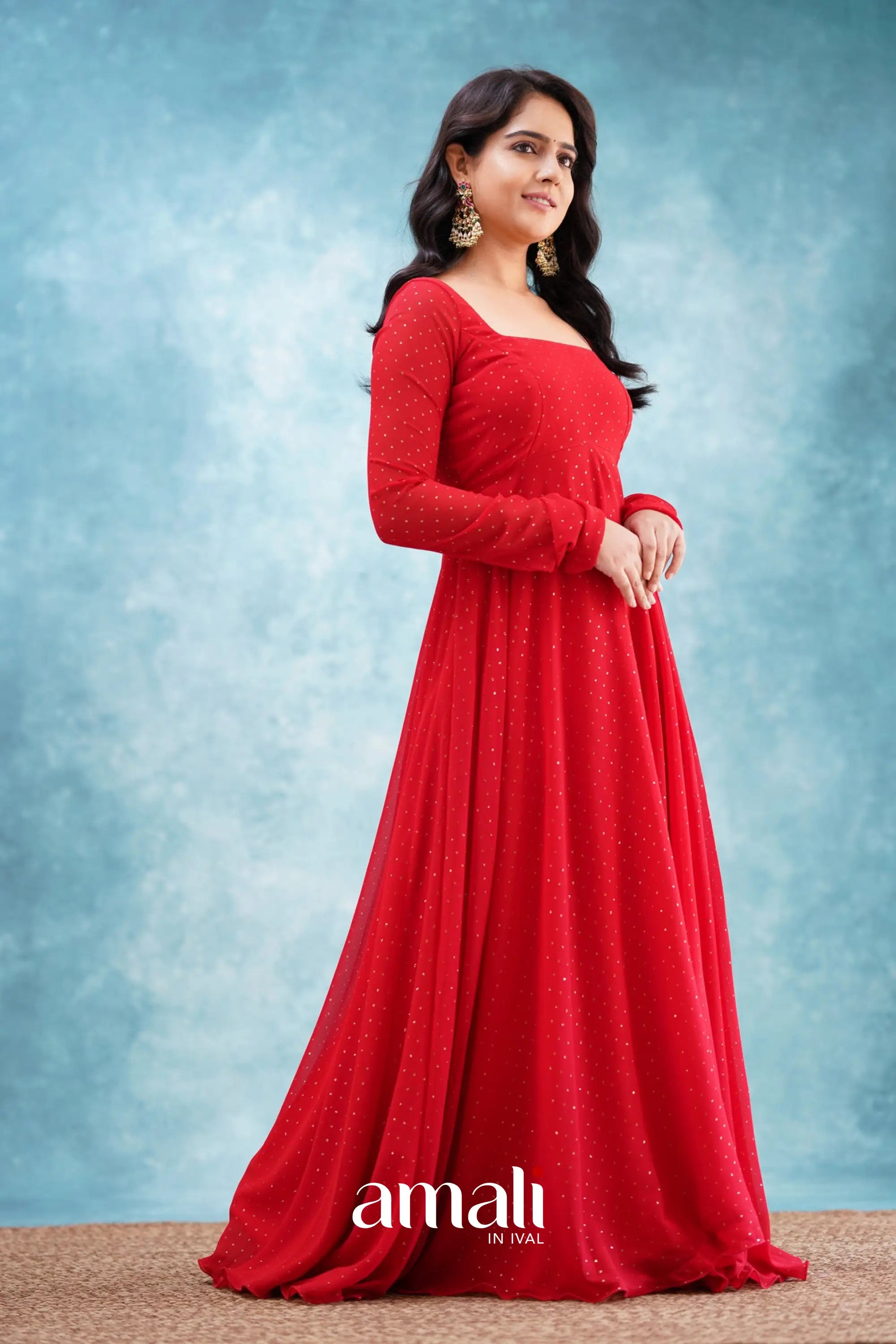 Red Georgette Anarkali Anarkalis
