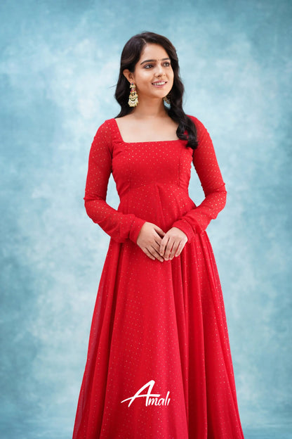 Red Georgette Anarkali Anarkalis