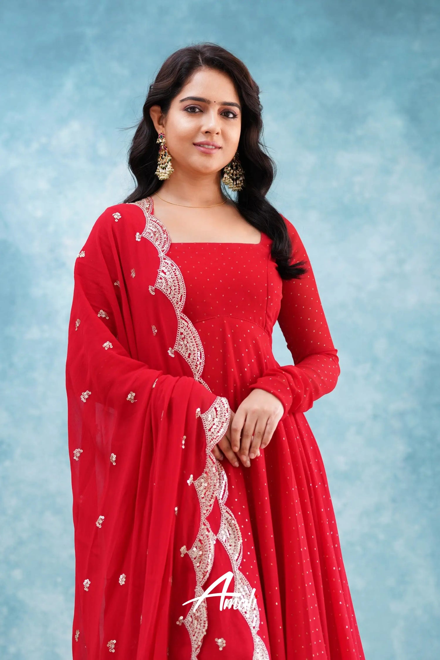 Red Georgette Anarkali Anarkalis