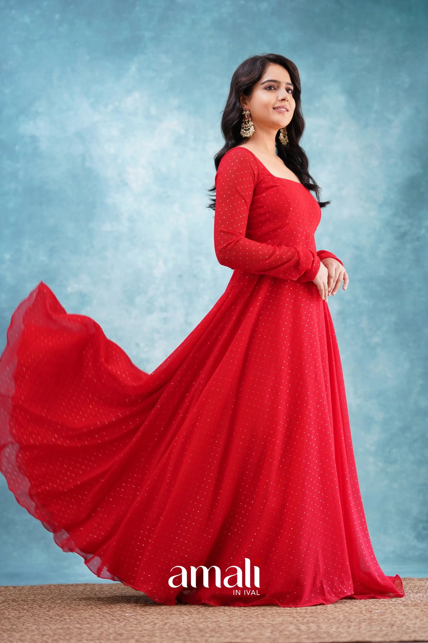 Red Georgette Anarkali Anarkalis