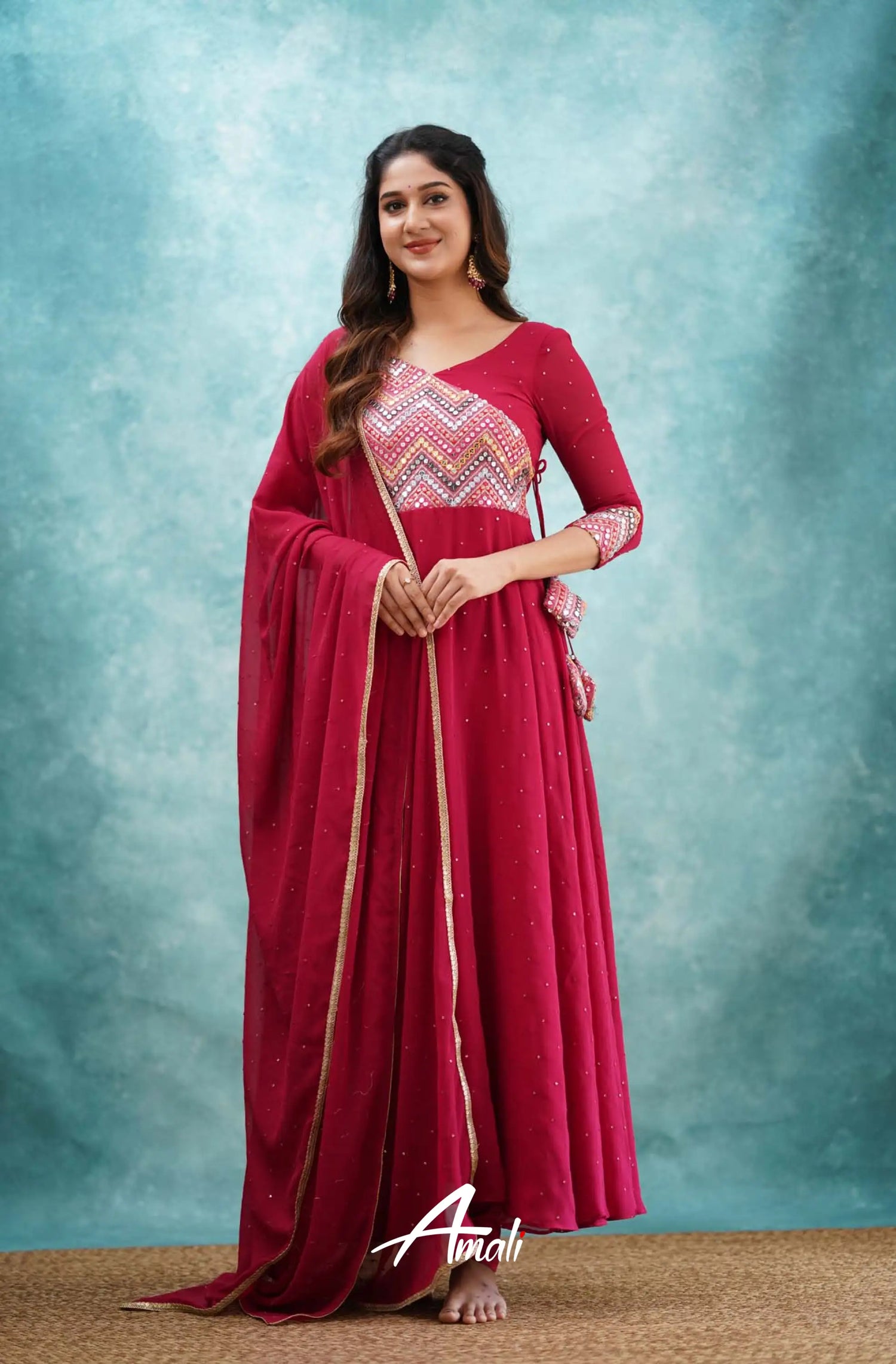 Red Georgette Anarkali Anarkalis