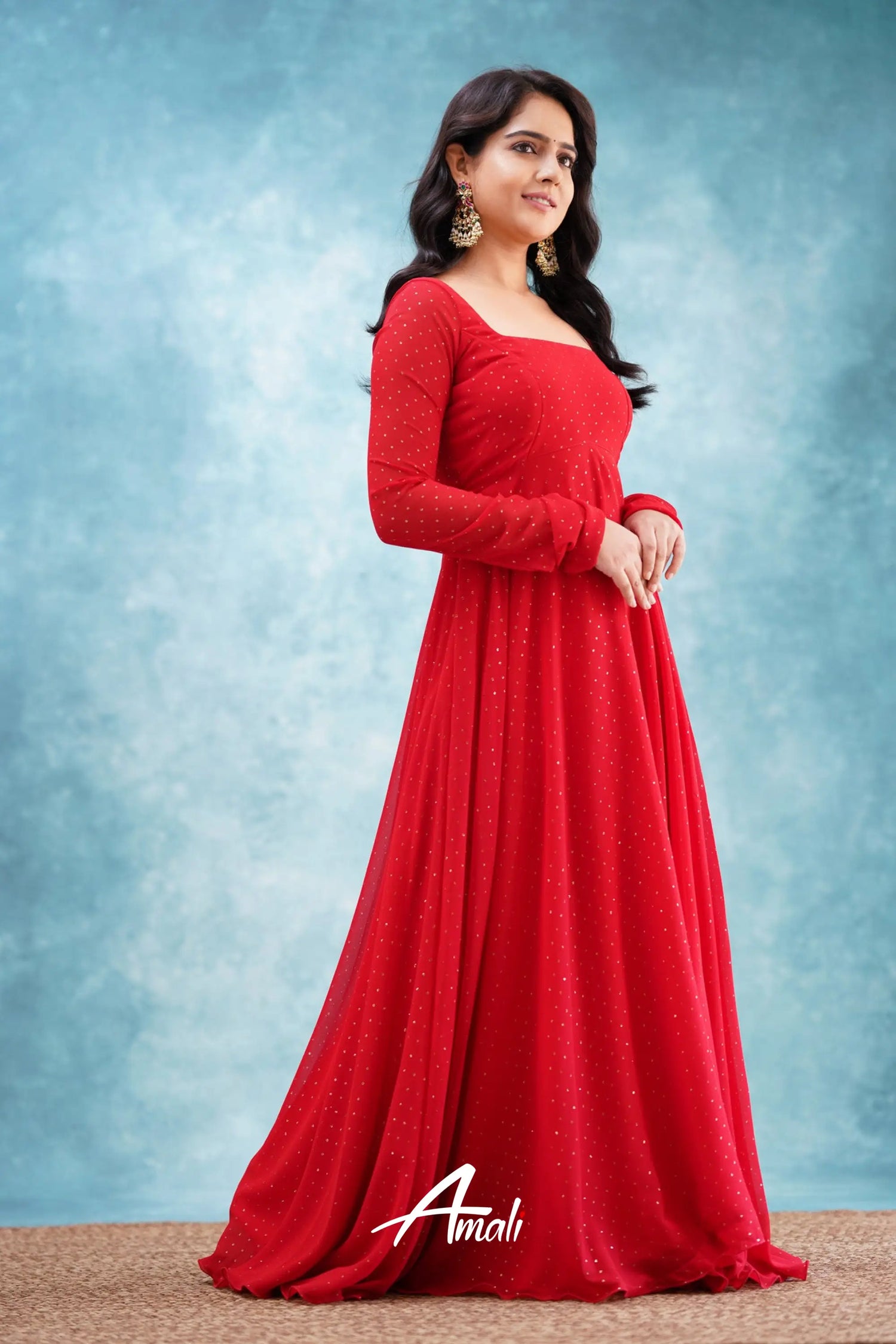 Red Georgette Anarkali Anarkalis