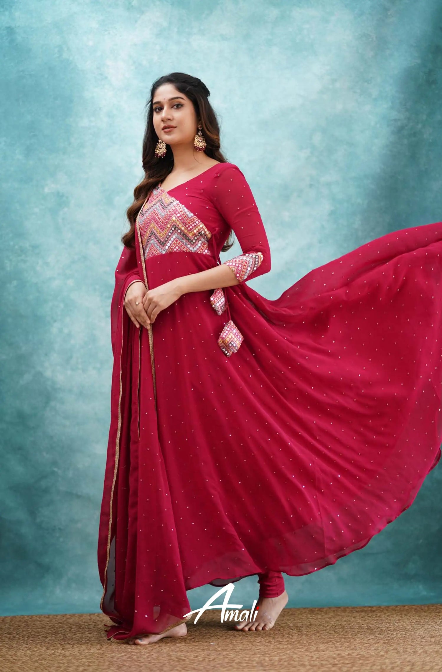 Red Georgette Anarkali Anarkalis