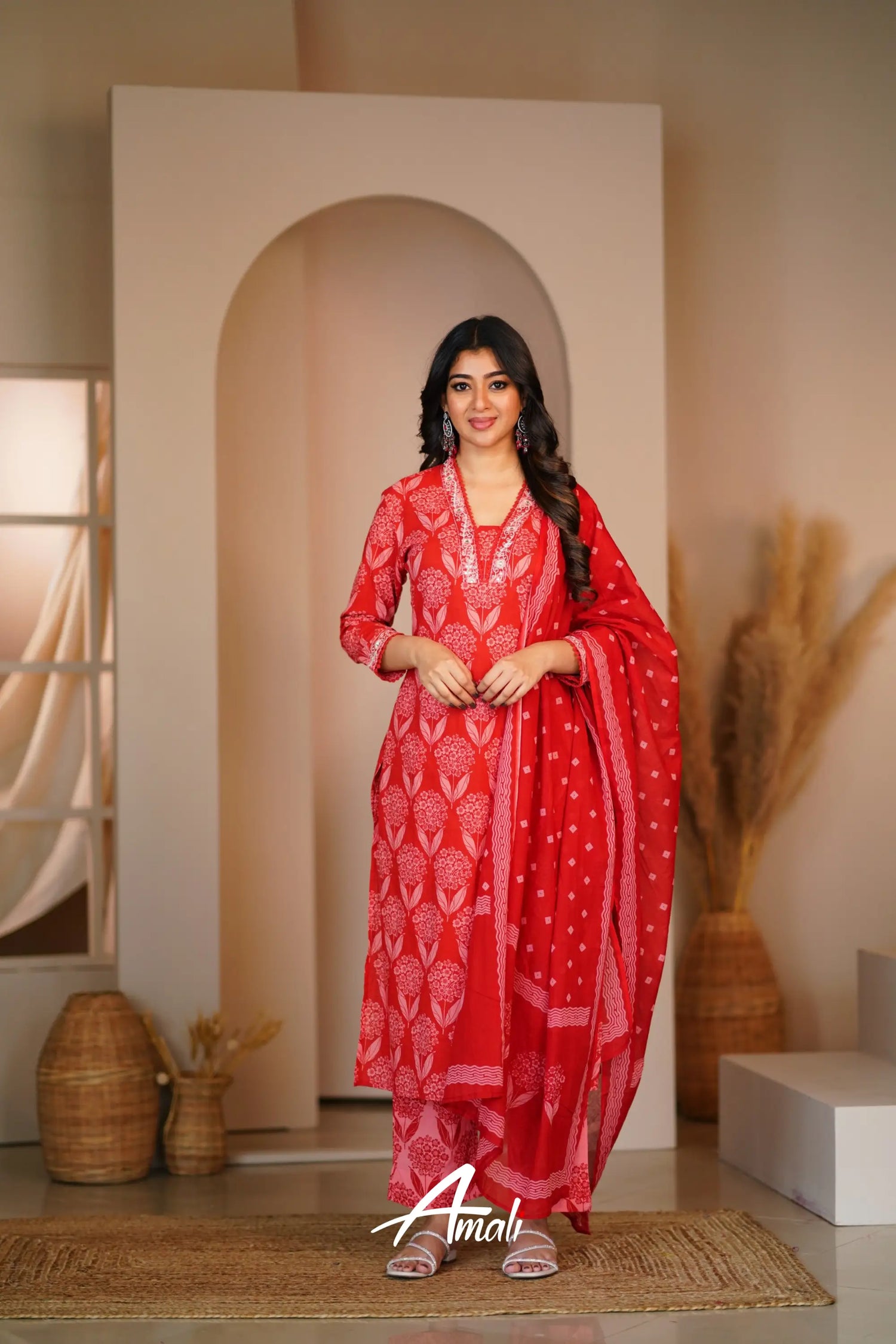 Reddish Maroon Cotton Salwar Anarkalis