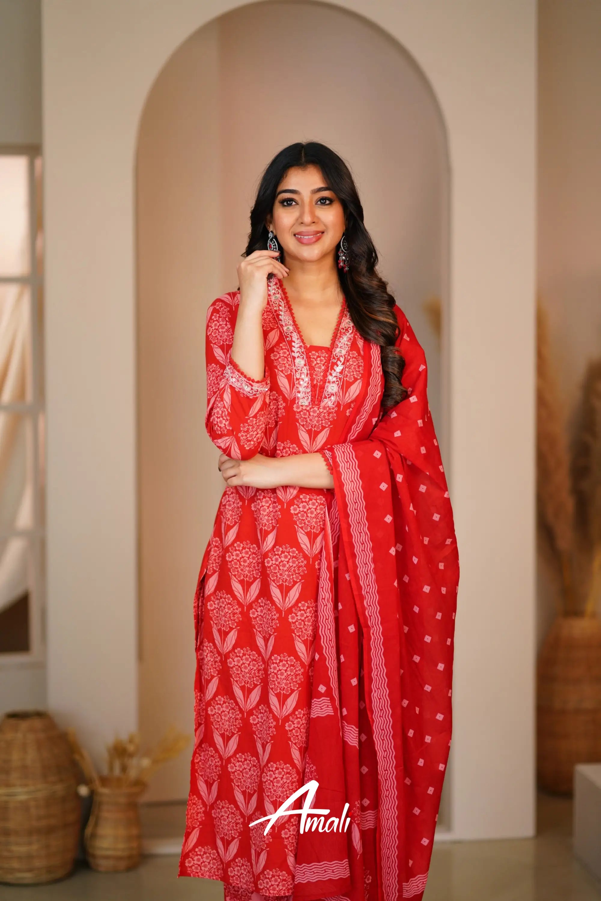 Reddish Maroon Cotton Salwar Anarkalis