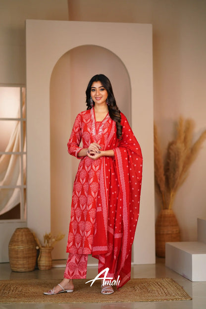 Reddish Maroon Cotton Salwar Anarkalis