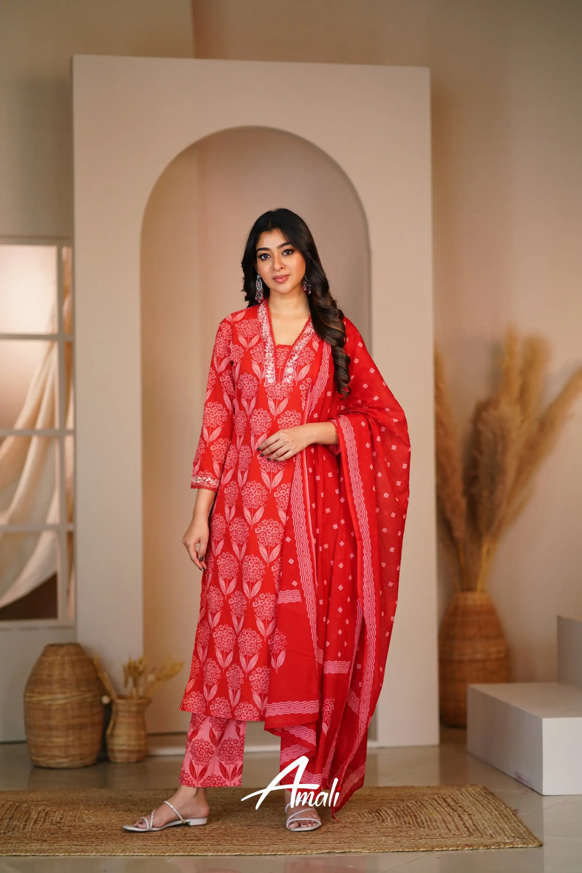 Reddish Maroon Cotton Salwar Anarkalis