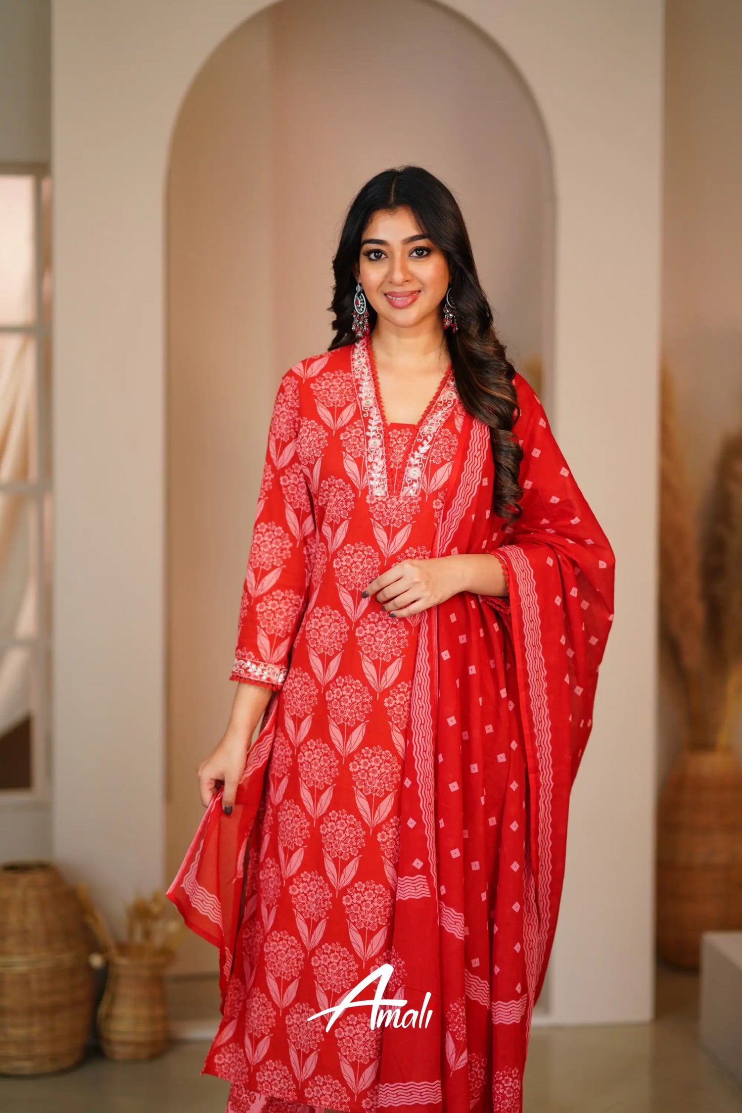 Reddish Maroon Cotton Salwar Anarkalis