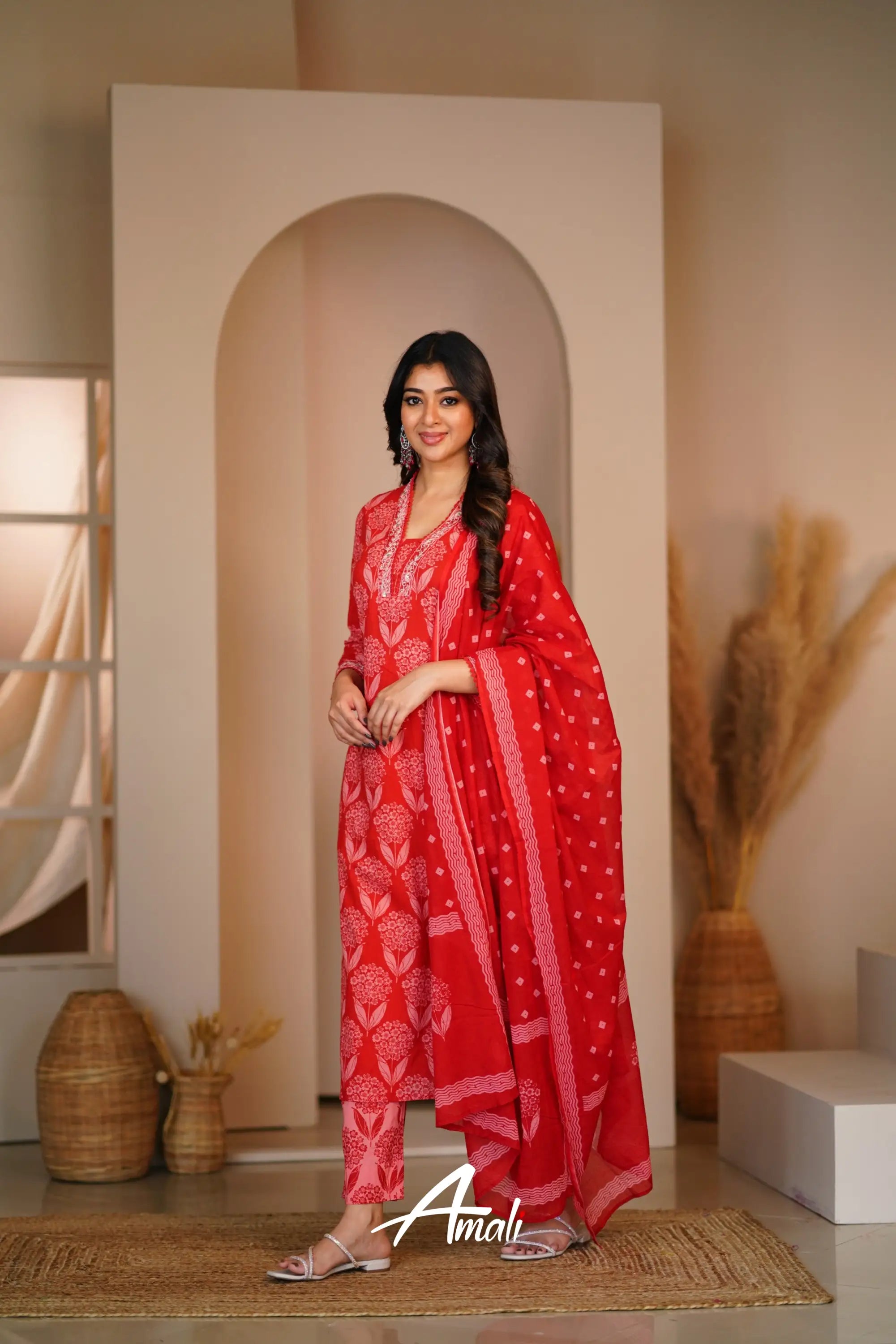 Reddish Maroon Cotton Salwar Anarkalis