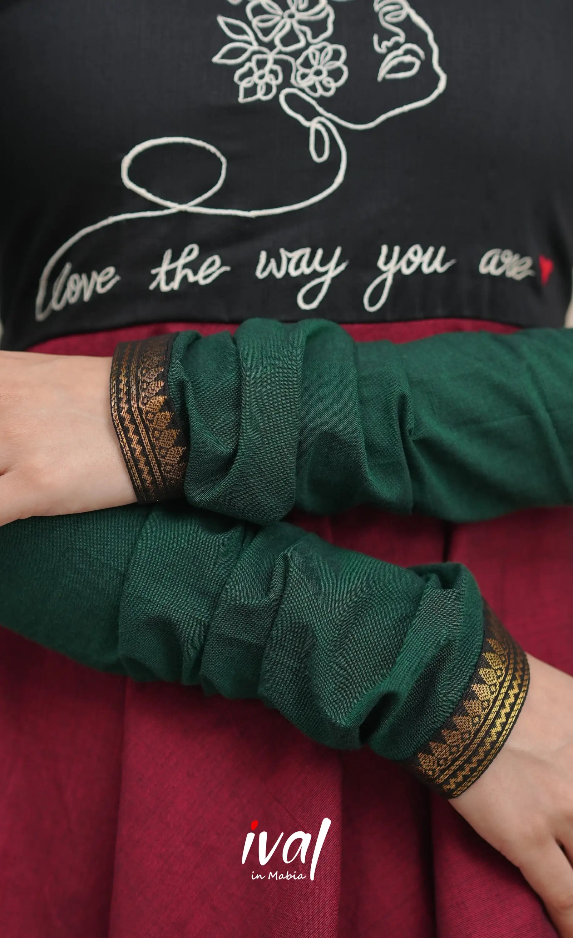 Reddish maroon with Dark green Chettinad cotton Anarkali Anarkalis