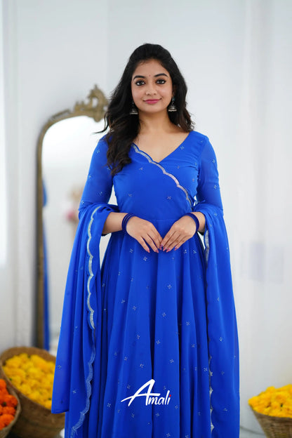 Royal Blue Georgette Anarkali Anarkalis