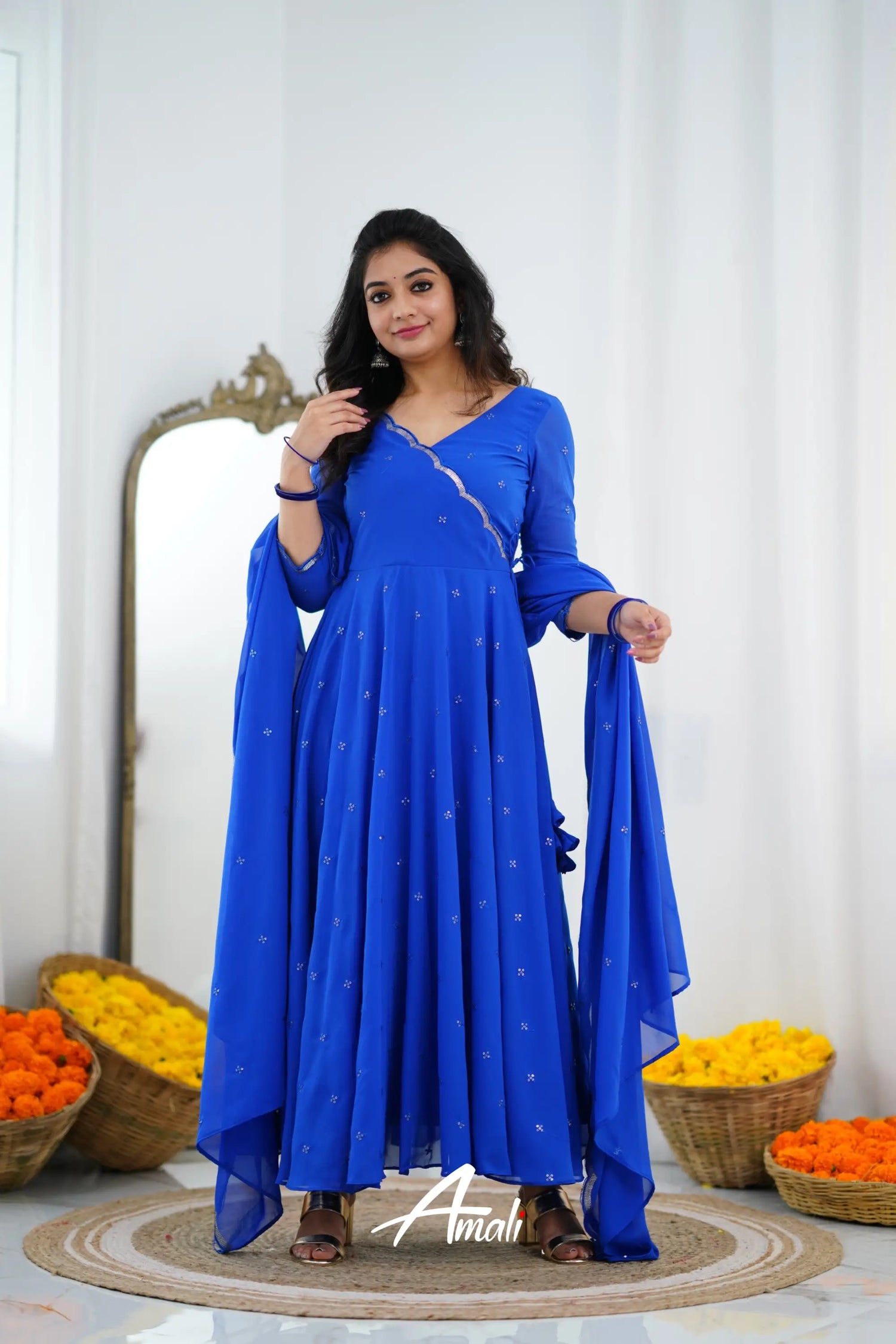 Royal Blue Georgette Anarkali Anarkalis