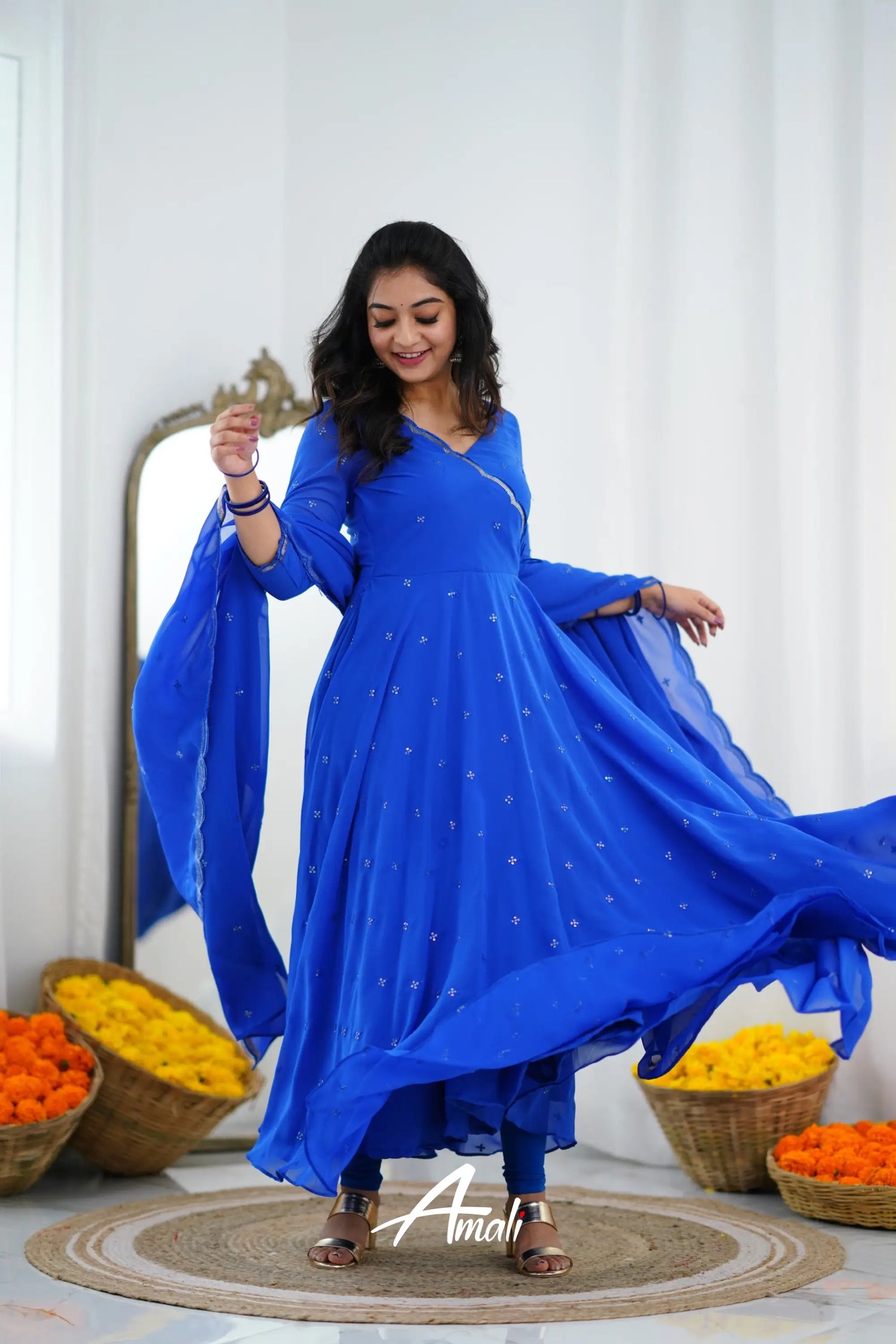 Royal Blue Georgette Anarkali Anarkalis