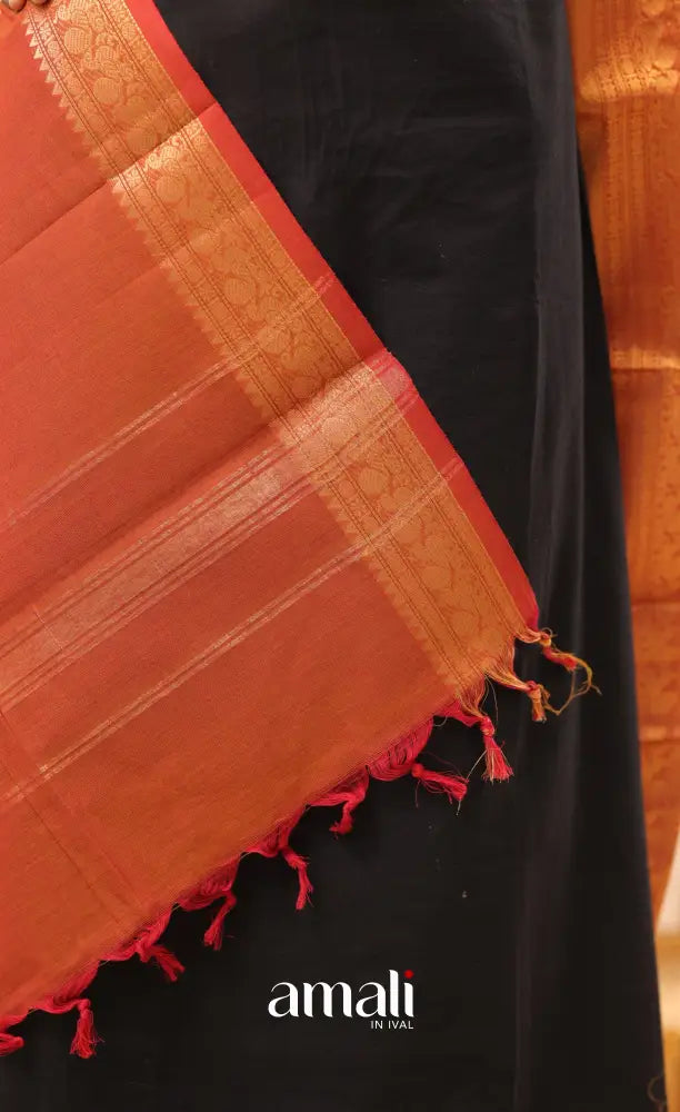 Rust Orange With Gold Chettinad Cotton Dupatta salwar
