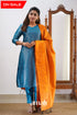 Saara - Blue And Orange Semi Kanchipuram Silk Salwar Salwar