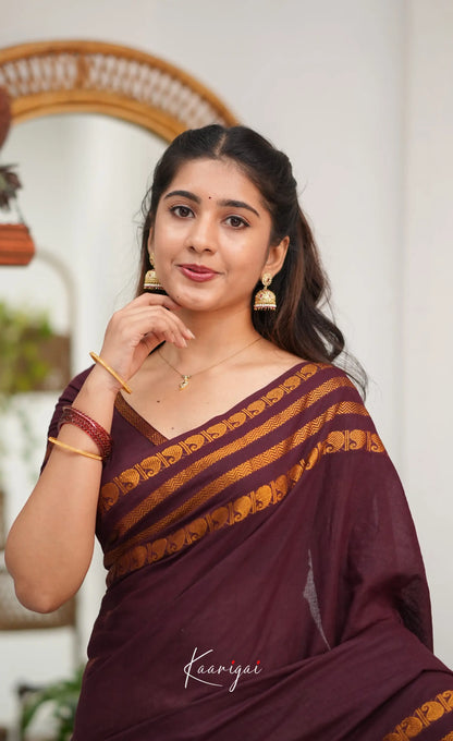 Saaral - Creamish white with Maroon Half &amp; Half Sungudi Saree - Sarees