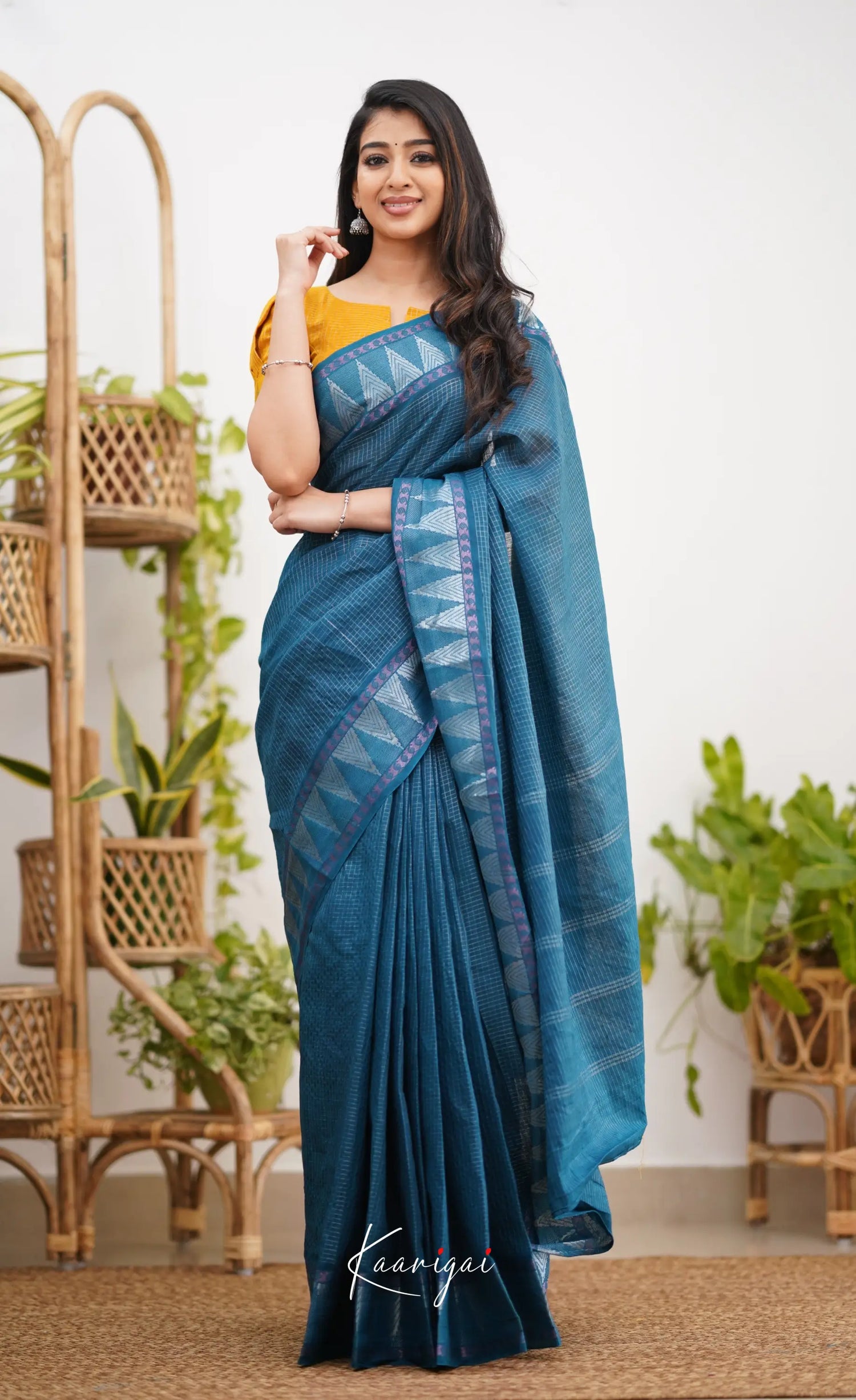 Saaral Peacock Blue Shade And Mustard Tone Sungudi Saree Sarees