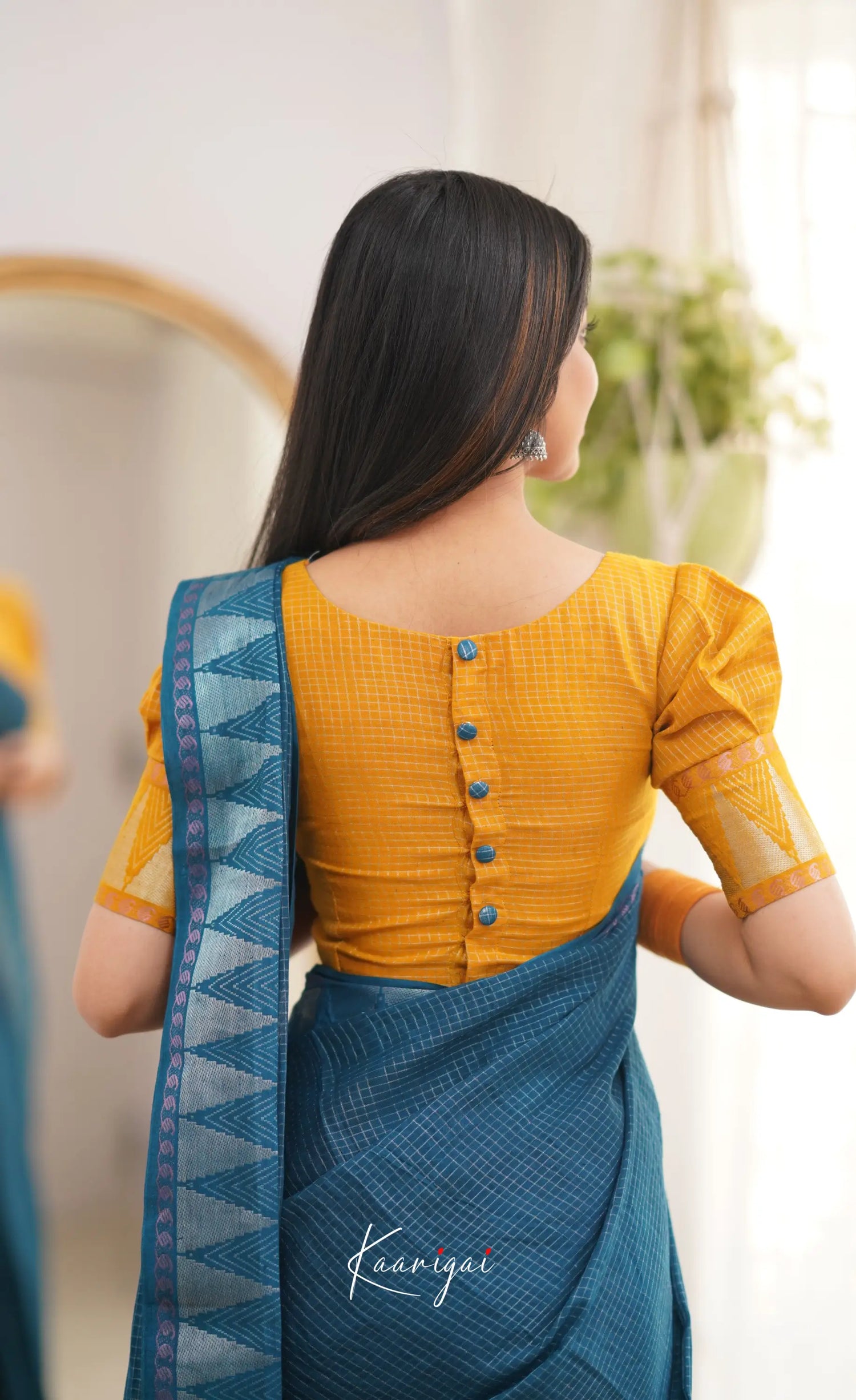 Saaral Peacock Blue Shade And Mustard Tone Sungudi Saree Sarees