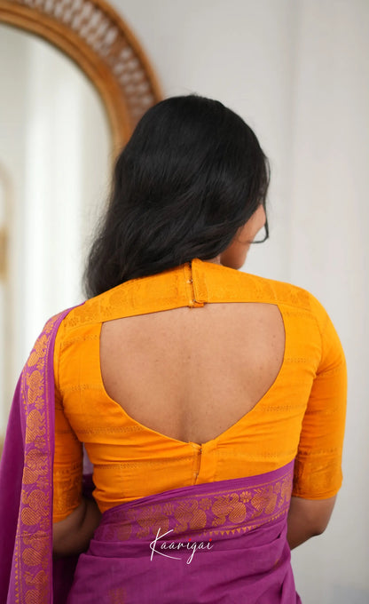 Saaral - Purple and Mustard yellow Sungudi Saree - Sarees