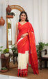 Saaral - Red and Off-white Sungudi Saree - Sarees