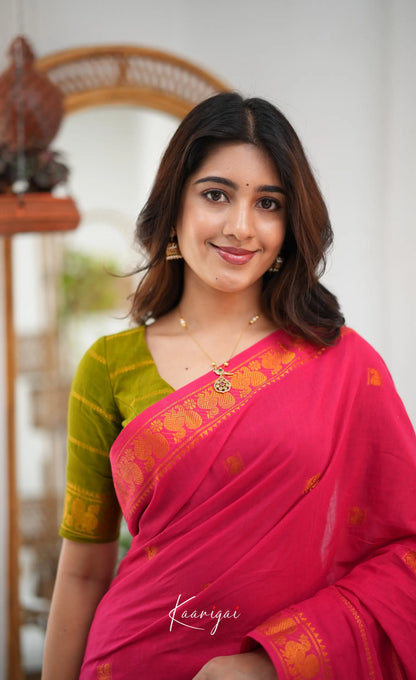 Saaral - Two-tone pink and Light green Sungudi Saree - Sarees