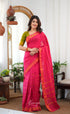 Saaral - Two-tone pink and Light green Sungudi Saree - Sarees