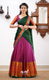 Padmaja - Magenta Shade And Green Tone Cotton Halfsaree Half Sarees