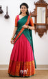 Padmaja - Shade Of Red And Green Tone Cotton Halfsaree Half Sarees