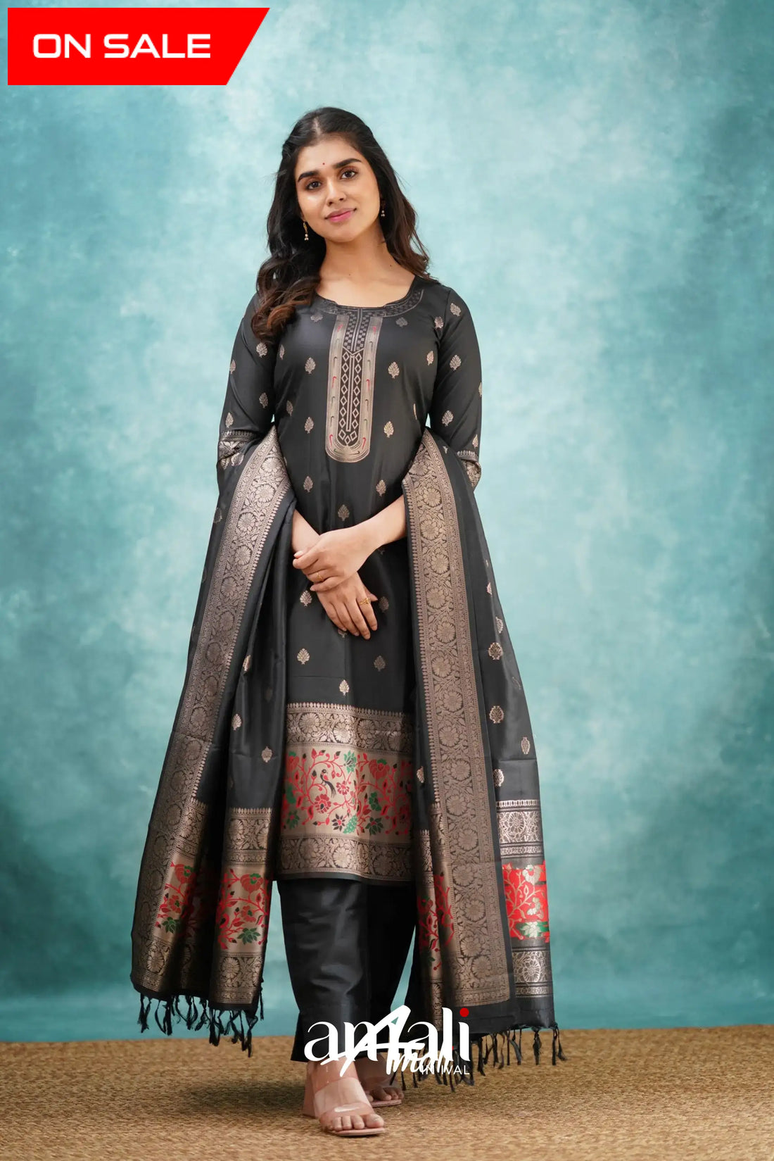 Sanvi - Black Blended Paithani Silk Salwar Salwar