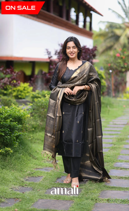 Sanvi Blended Silk Salwar - Black salwar