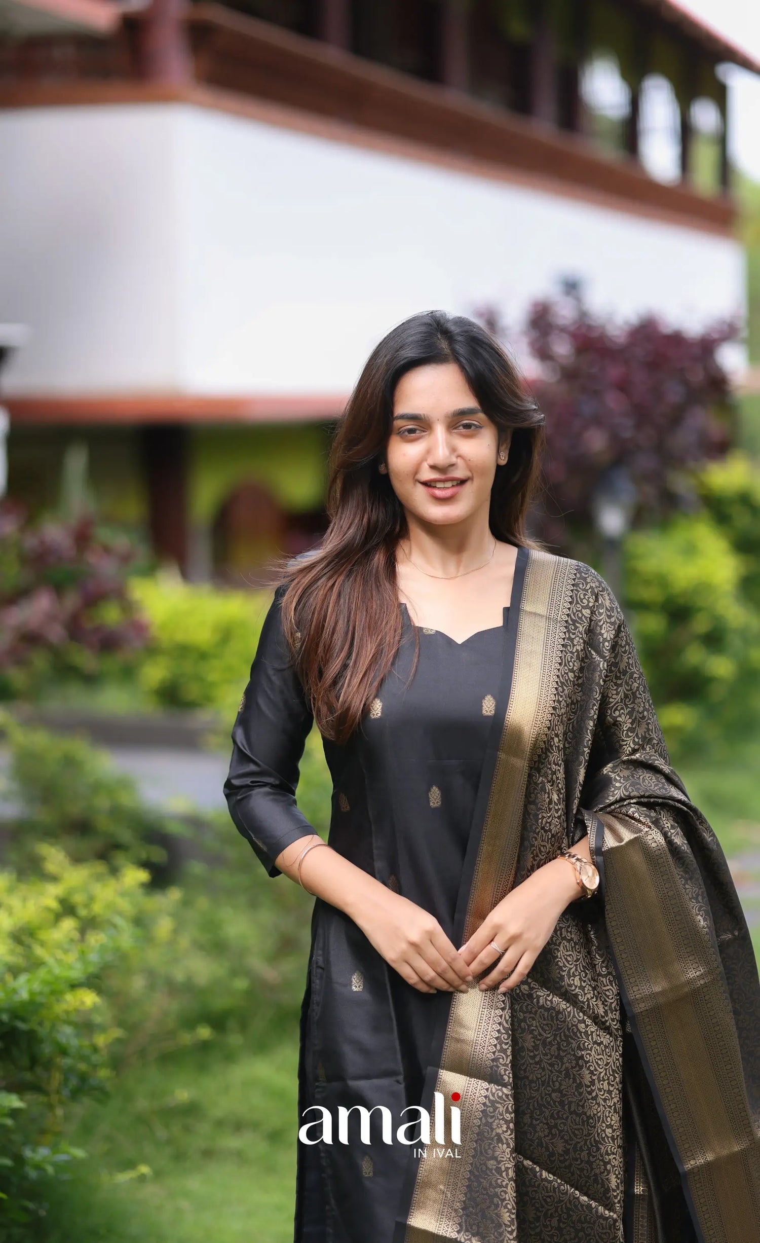 Sanvi Blended Silk Salwar - Black salwar