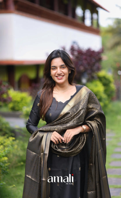 Sanvi Blended Silk Salwar - Black salwar