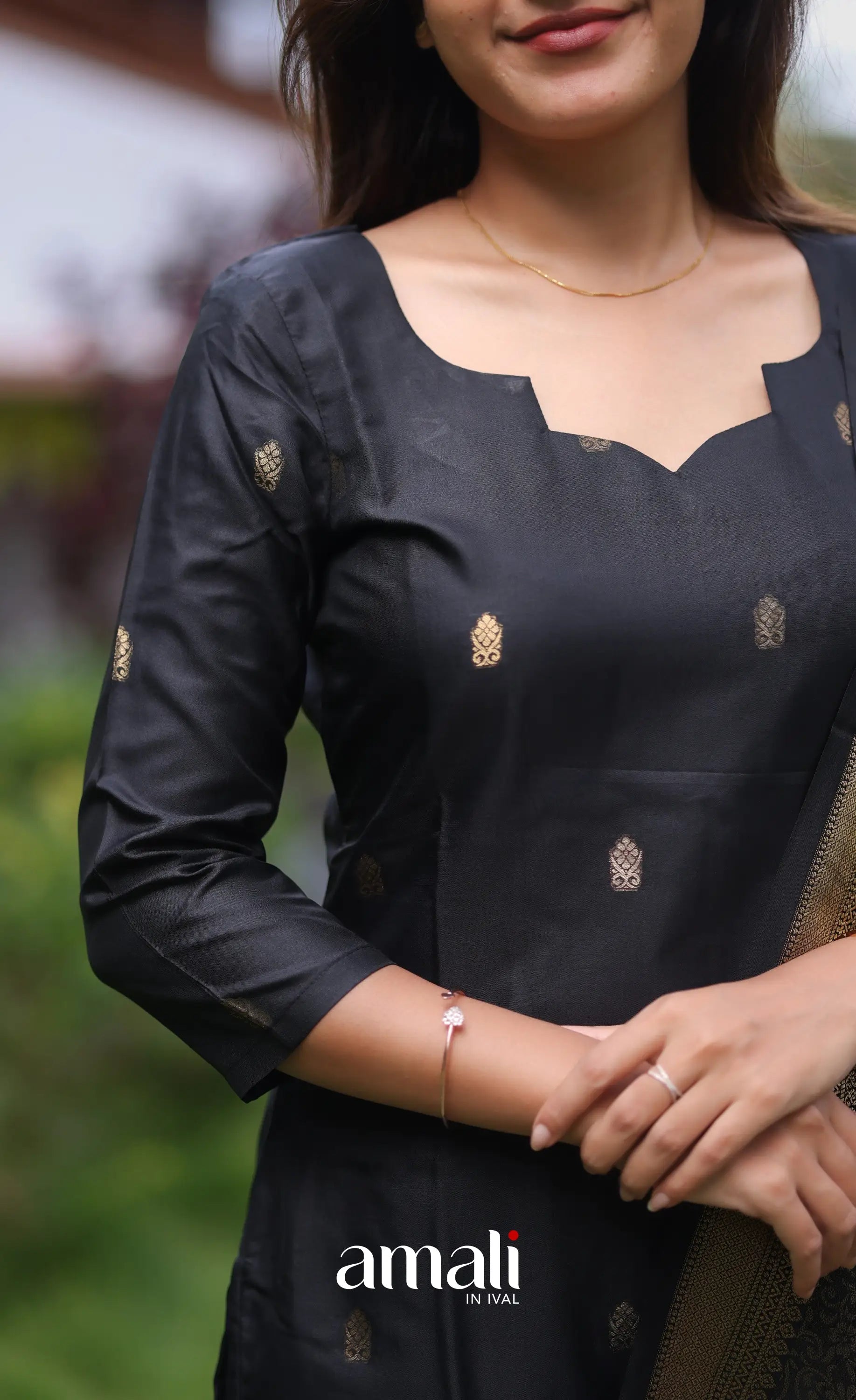 Sanvi Blended Silk Salwar - Black salwar