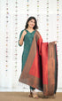 Sanvi Blended Silk Salwar - Bottle Green and Red - salwar
