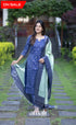 Sanvi Blended Silk Salwar - Dark Blue and Light Blue salwar