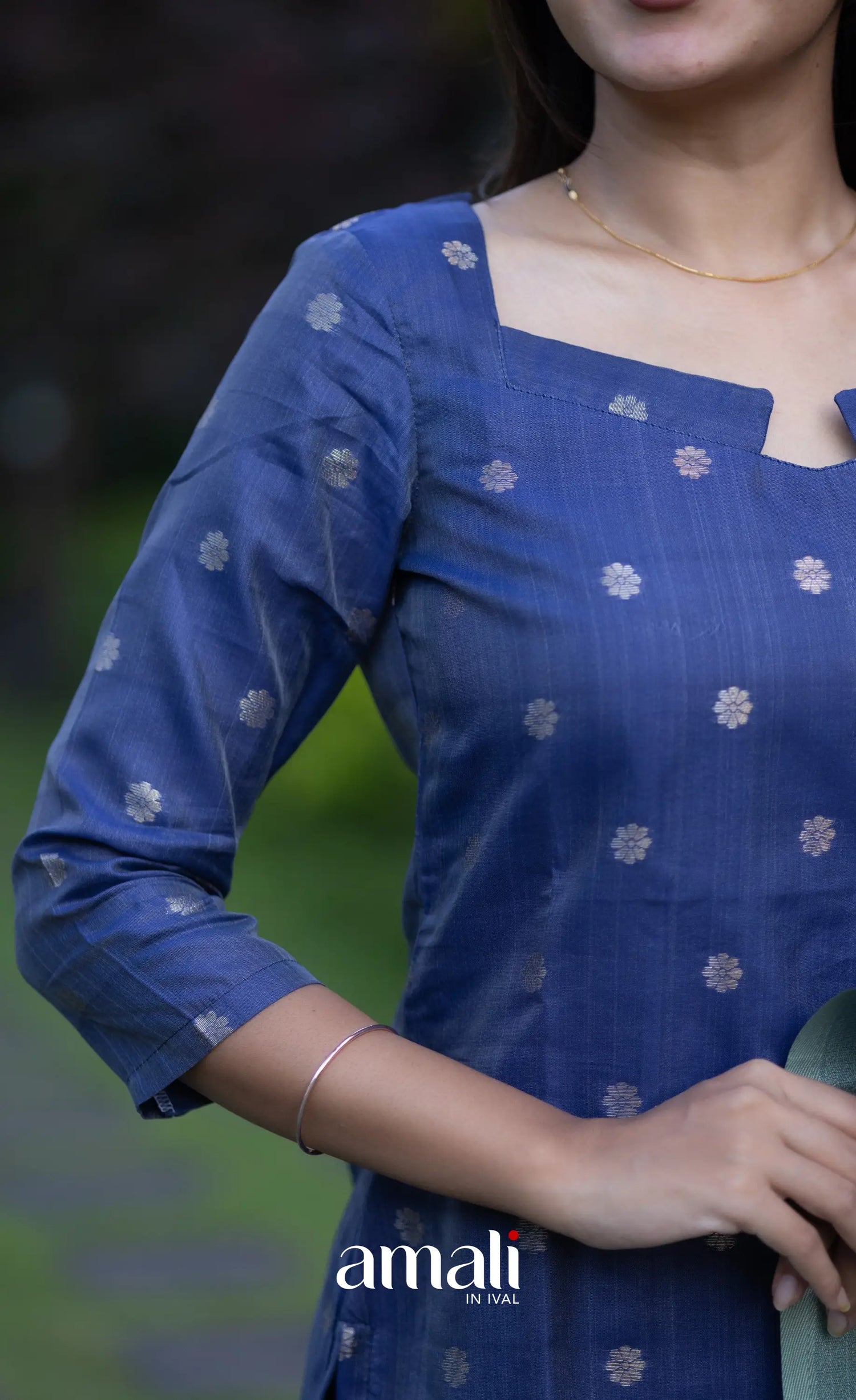 Sanvi Blended Silk Salwar - Dark Blue and Light Blue salwar