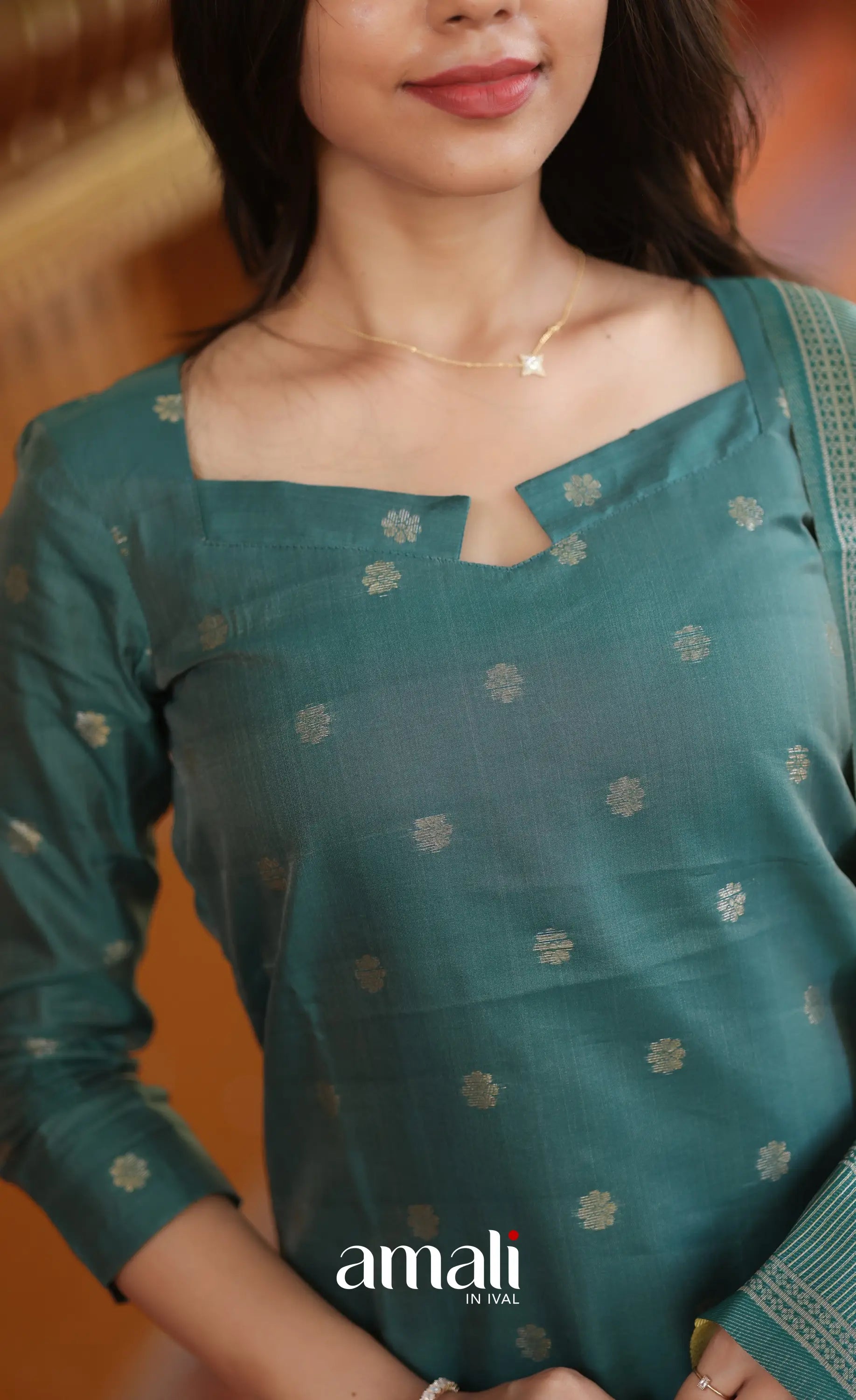 Sanvi Blended Silk Salwar - Dark Green and Yellow salwar