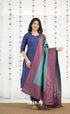Sanvi Blended Silk Salwar - Dark Royal Blue and Teal Blue - salwar