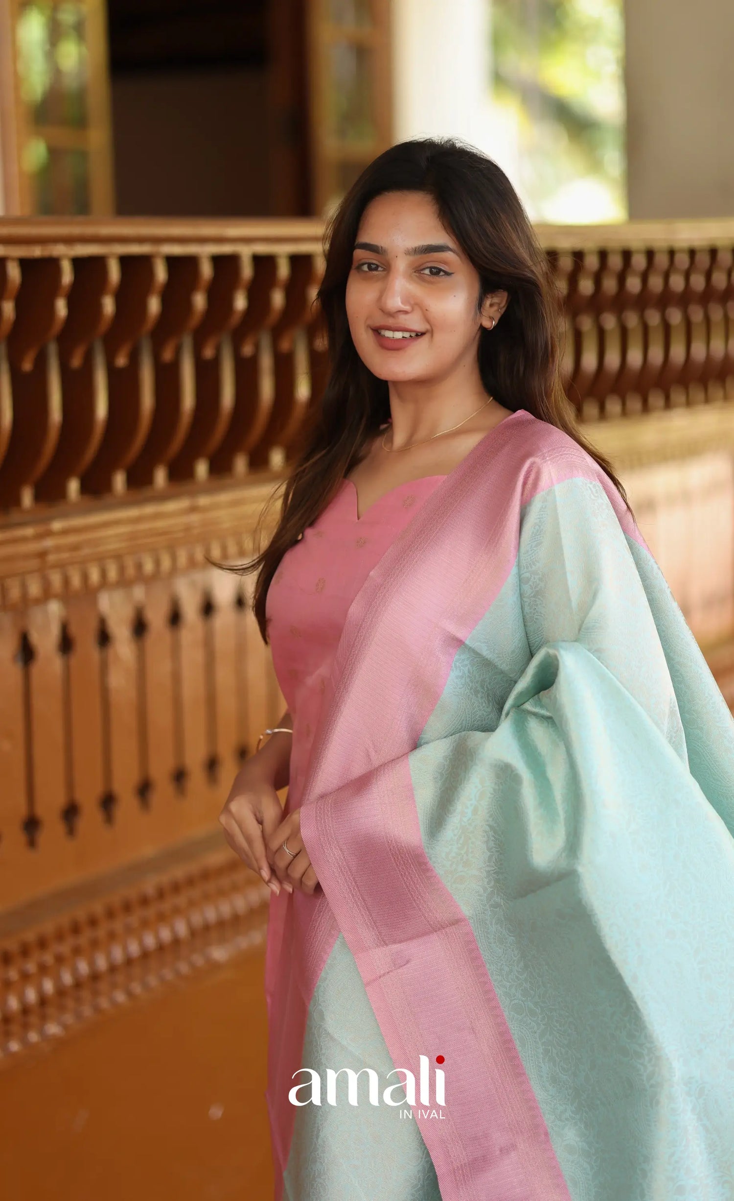 Sanvi Blended Silk Salwar - Light Pink and Pastel Blue salwar