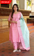 Sanvi Blended Silk Salwar - Light Pink and Pastel Blue salwar