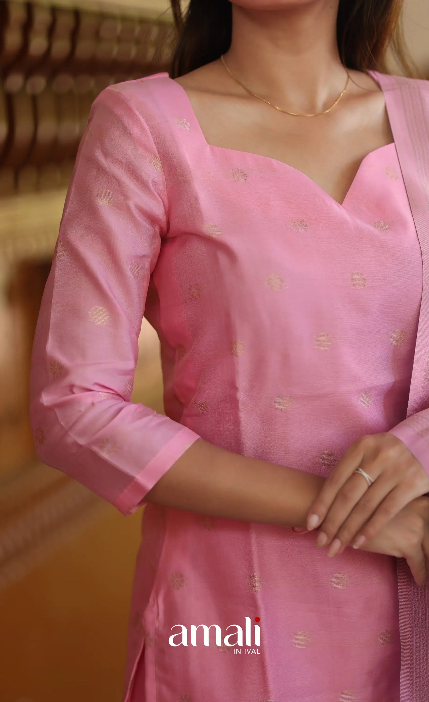 Sanvi Blended Silk Salwar - Light Pink and Pastel Blue salwar